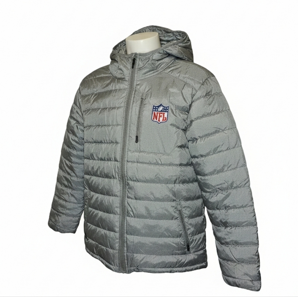 ​NWOT NFL Team Apparel Gray Puffer Jacket with Hood - Size M